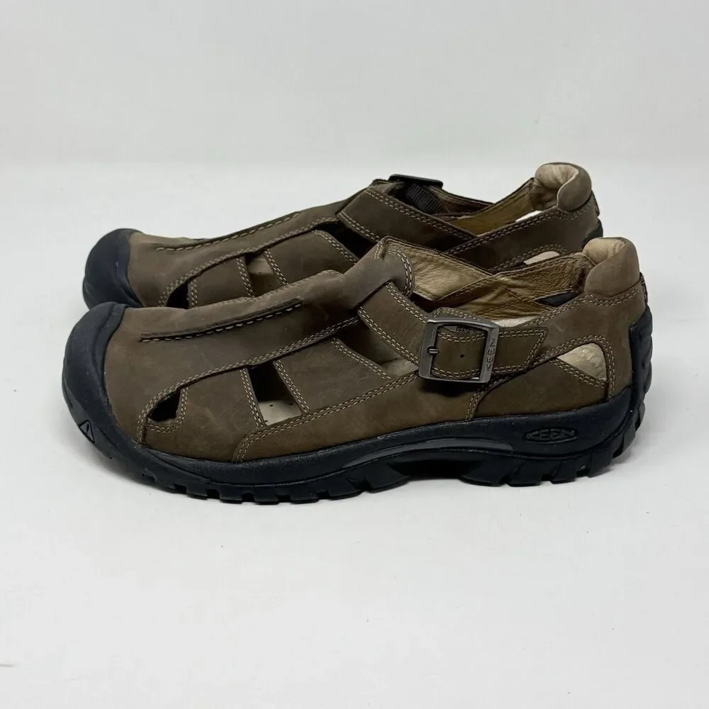 Keen Fisherman Sandals Mens 12 Brown Leather Buckle Strap Closed Toe Hiking